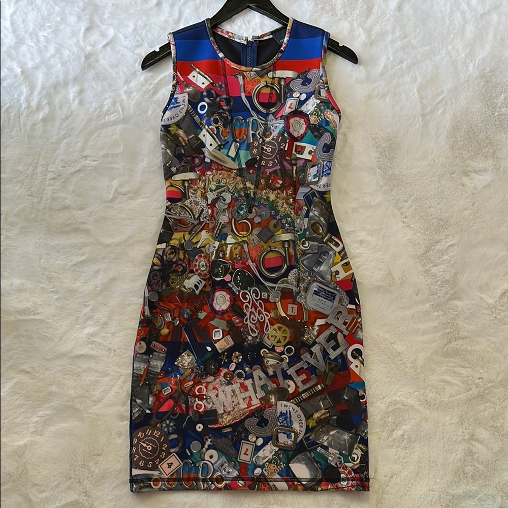 Colorful Graphic Print Sleeveless Dress